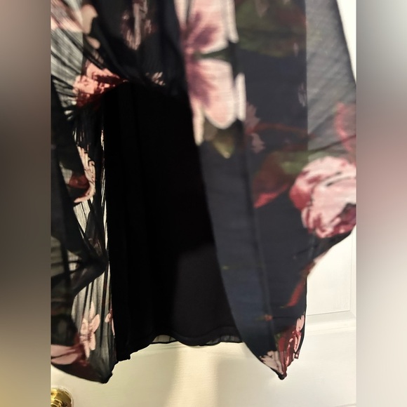 DKNY multi floral Accordion Pleated Neck Tie Sleeveless Shift Dress Sz 6 - Picture 6 of 12